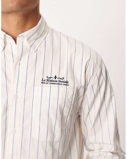 Abercrombie & Fitch White Long Sleeve Preppy Chest Graphic Shirt for men