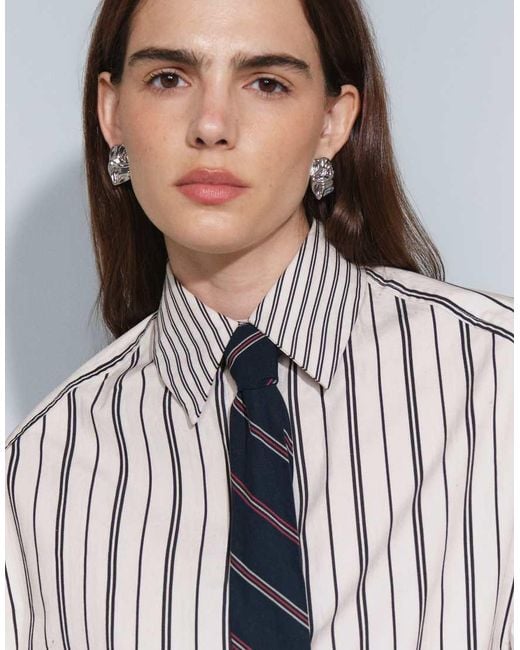 ASOS Gray Mixed Shirt With Tie-multi