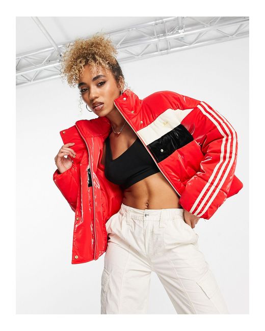 adidas Originals 'ski Chic' Puffer Jacket in Red | Lyst