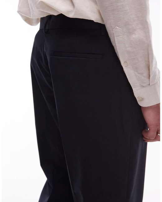 Pantalones De Vestir De Pernera Ancha Con Pinzas De Topman de hombre de color Black