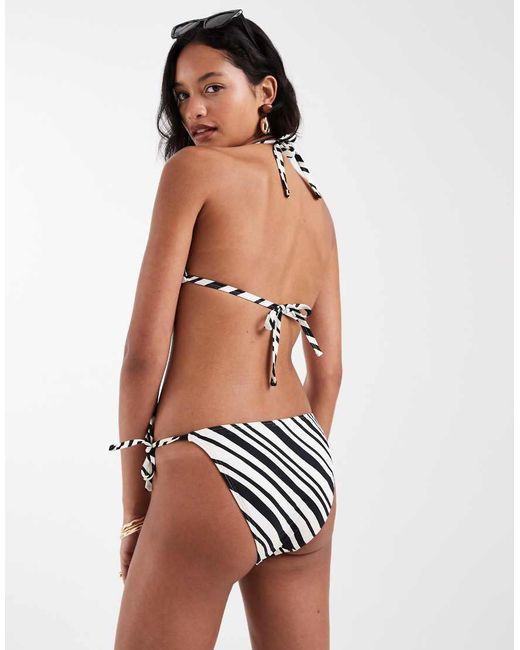 New Look Black Stripe Tie Side Bikini Bottoms