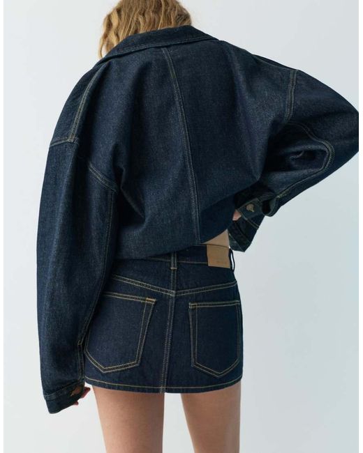 Pull&Bear Blue Denim Crossover Skort