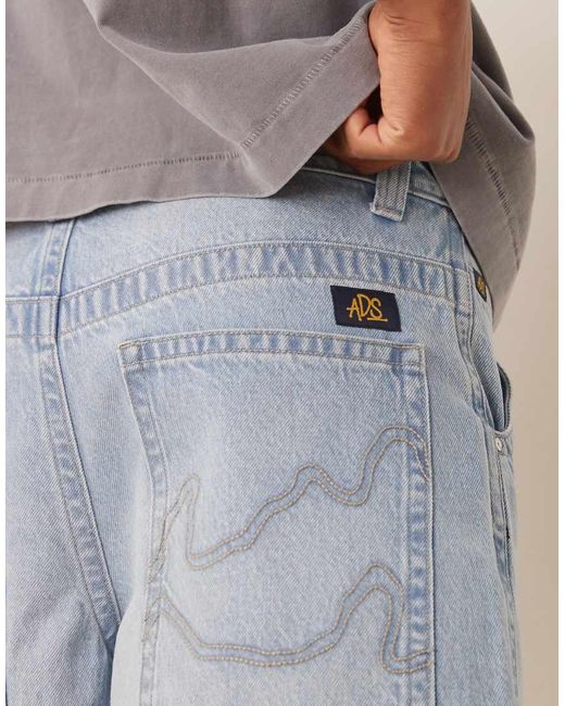 ASOS Denim Jorts Met Strikceintuur En Geborduurde Achterzakken in het Gray voor heren
