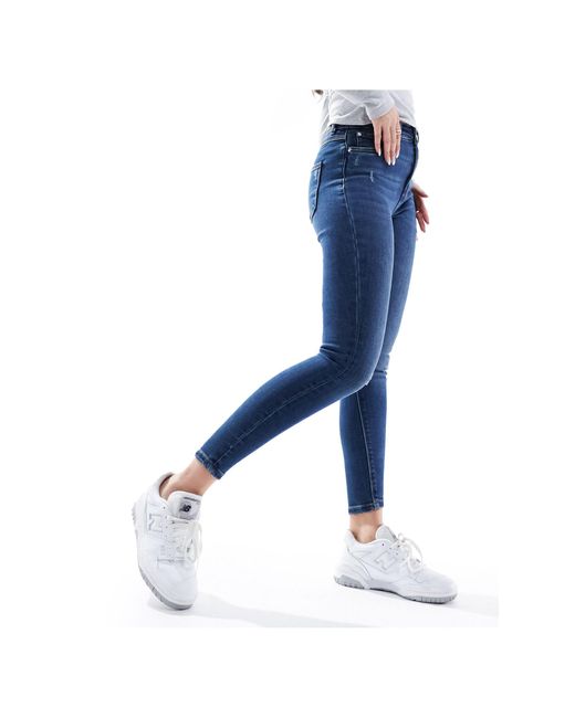 ONLY Blue High Waist Ankle Length Skinny Jeans