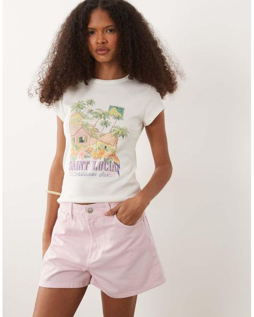 ASOS Pink High Waist Denim Shorts