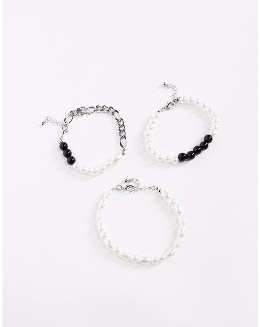 ASOS Metallic Festival Mixed Chain And Beaded 3 Pack Bracelet for men