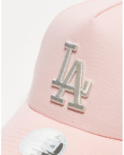 KTZ Pink Los Angeles Dodgers Trucker Cap With Metallic Logo