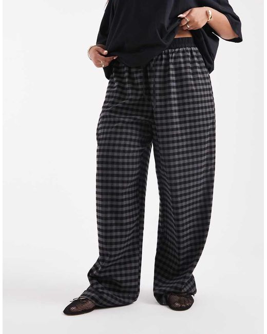 Pantalones Negros Y Grises A Cuadros Sin Cierres De Pernera Barrel Con Lazada En La Cintura De Curve ASOS de color Black