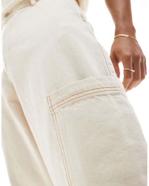 Pantaloni cargo a fondo ampio écru di Pull&Bear in White da Uomo