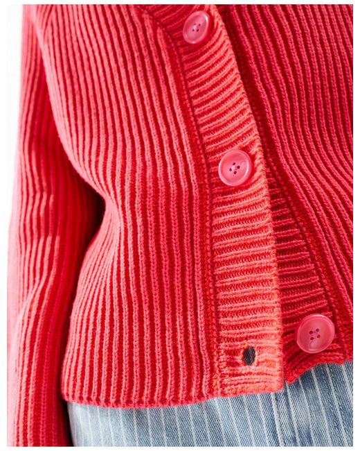 ASOS Red V Neck Button Front Cardigan