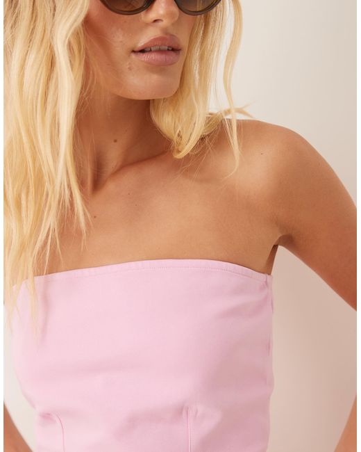 ASOS Pink – trägerloses oberteil aus interlock-stoff