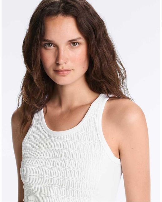 Oysho White Seamless Smocked Vest