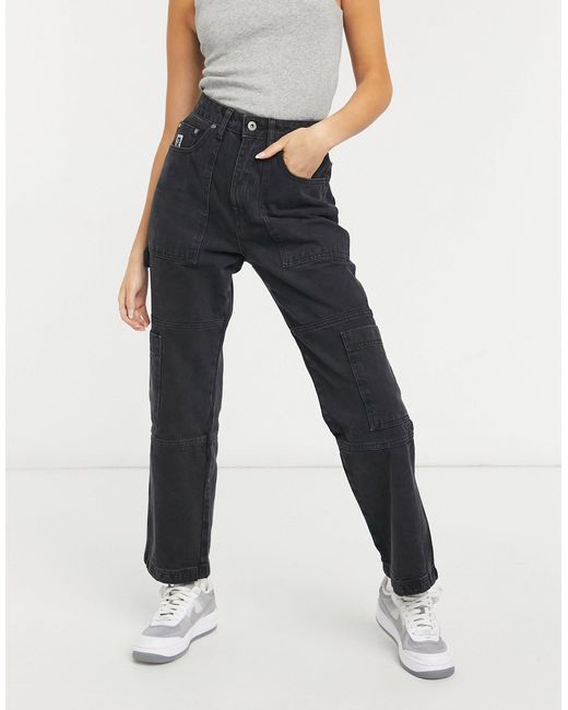 The Ragged Priest Denim Combat Jeans in Black - Lyst