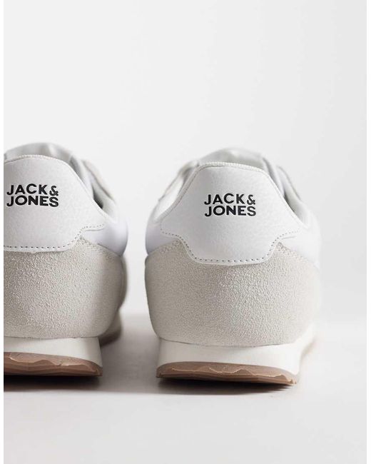 Jack & Jones White Faux Suede And Nylon Runner Trainers for men