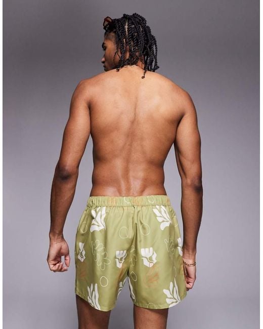 ASOS Korte Zwemshort Met Plantenprint in het Green voor heren