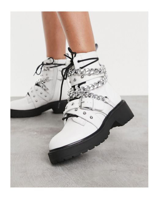 Steve Madden White Temina Chunky Boot With Chains