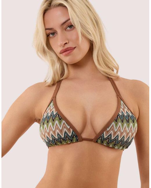 Wolf & Whistle Black Jara Knitted Chevron Fuller Bust Bikini Top
