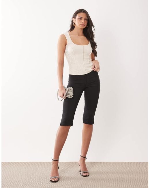ASOS White Satin Look Devoré Corset Top With Square Neck