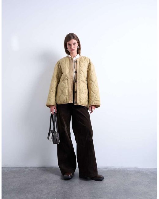 TOPSHOP Natural Double Layer Fronted Liner Jacket