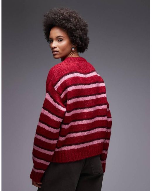 Jersey Y Rosa A Rayas Con Parche De Punto Mullido De Tommy Hilfiger de color Red