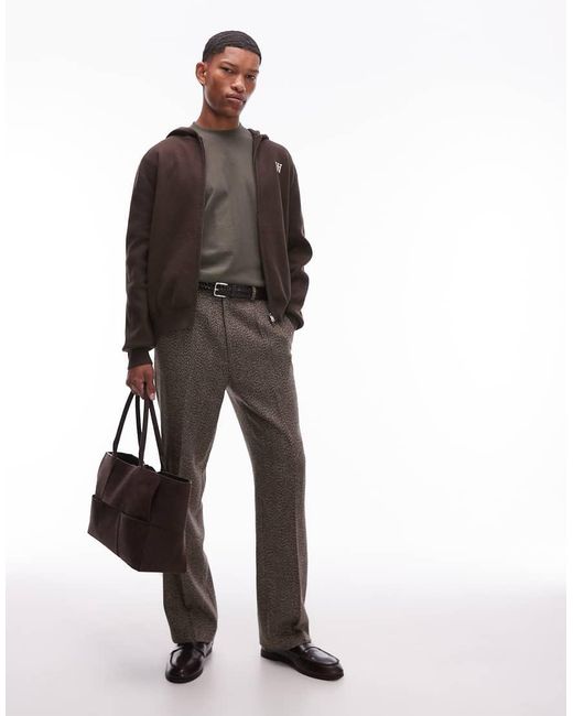 DOUBLE A by WOOD WOOD Brown Curt Double Zip Through Knit for men