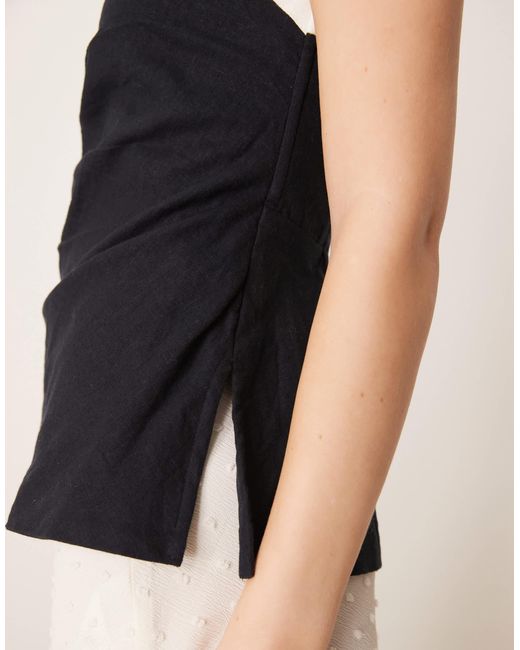 Abercrombie & Fitch Black – ärmelloses schlauchoberteil aus leinen