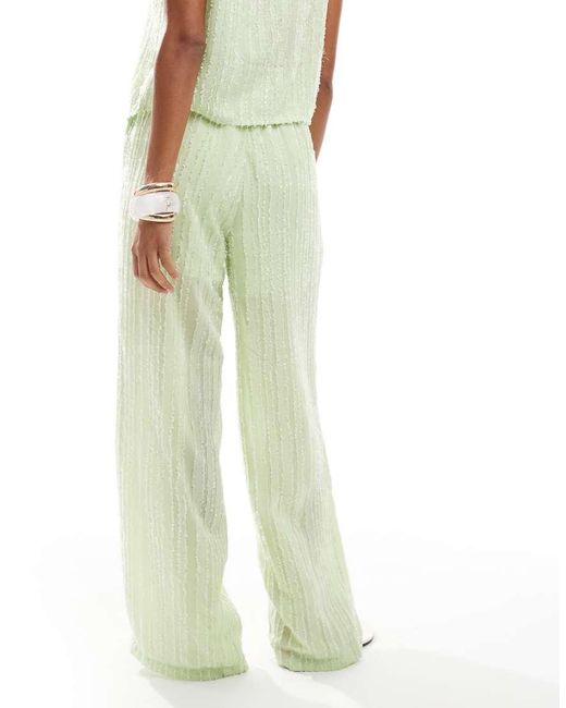 Pantalones Verde Pálido De Pernera Ancha De Tejido Texturizado De (Parte De Un Conjunto) Pieces de color Green