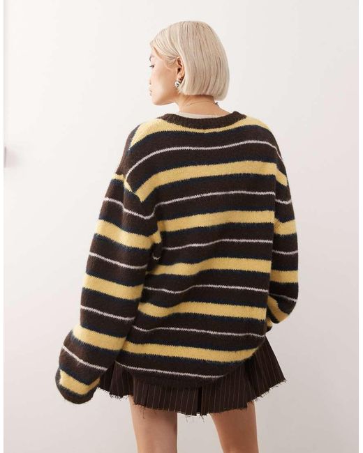 Monki Brown Oversized Fluffy Knit Cardigan