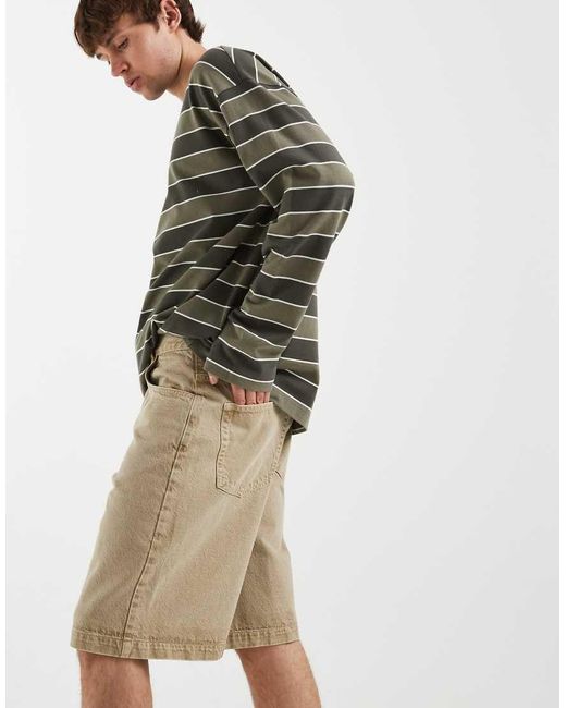 ASOS Natural Loose Denim Jorts for men