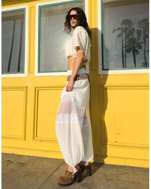 Bershka Metallic Lace Sarouel Trousers
