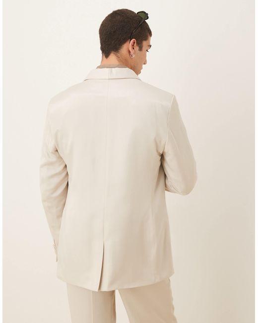 ASOS – anzugjacke aus satin in Natural für Herren