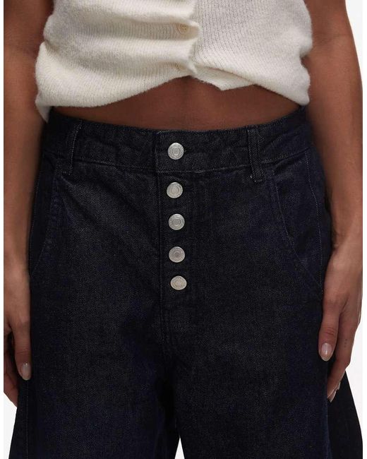 Reclaimed Vintage Blue baggy Barrel Jean With Button Fly