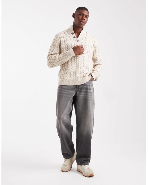 Threadbare – stickpullover in Natural für Herren