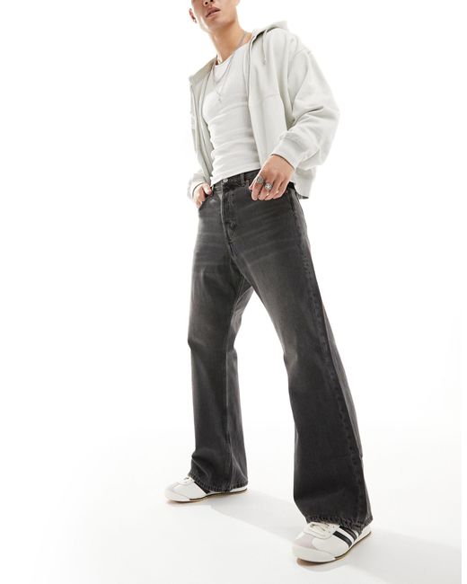 Weekday White Time Loose Fit Bootcut Jeans for men
