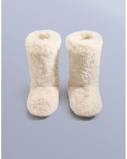 Oysho White Technical Faux-fur Effect Boot
