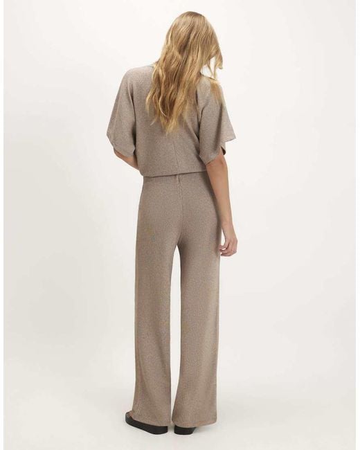 River Island Natural Textured Wide Leg Trousers