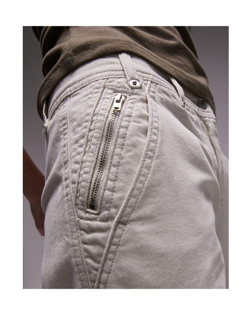 Pantalon taille basse - écru TOPSHOP en coloris Gray