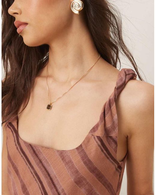 ASOS Brown Asos Design Tall Linen Look Twist Strap Bias Maxi Dress