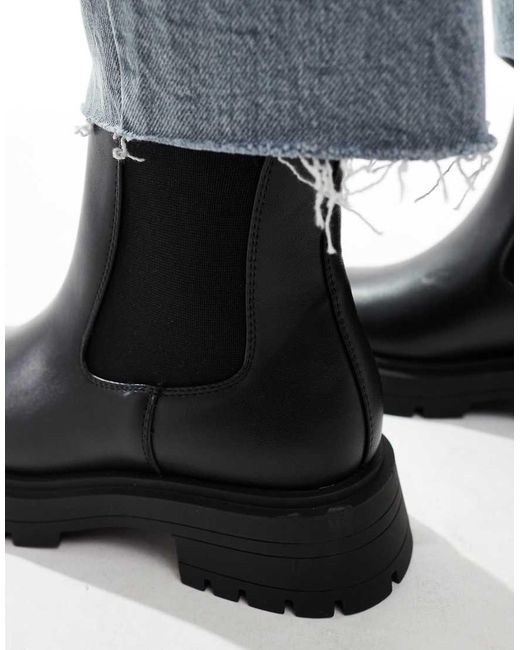 Asos Design Wide Fit Black Adjust Chunky Chelsea Boots