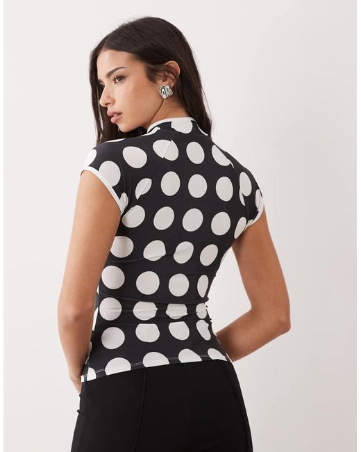 ASOS Gray Printed Short Sleeve Cut Out Top
