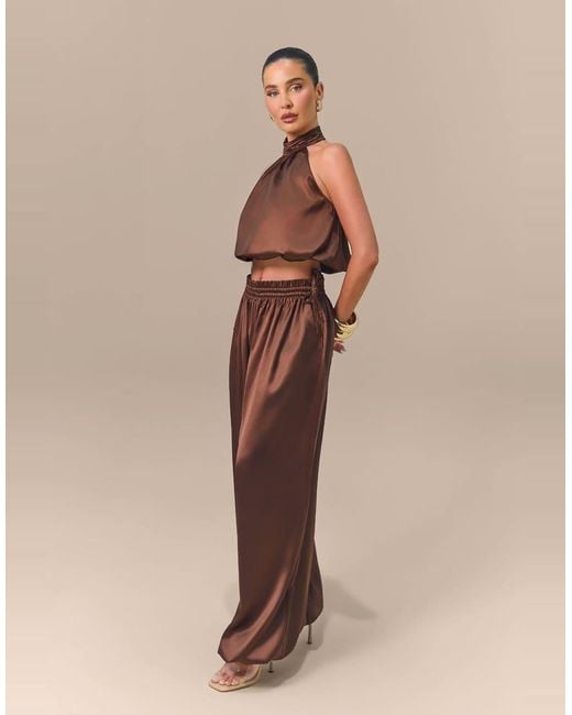 Wanderdoll Green X Emma Milton Summa Satin Balloon Leg Cinched Waist Detail Pants