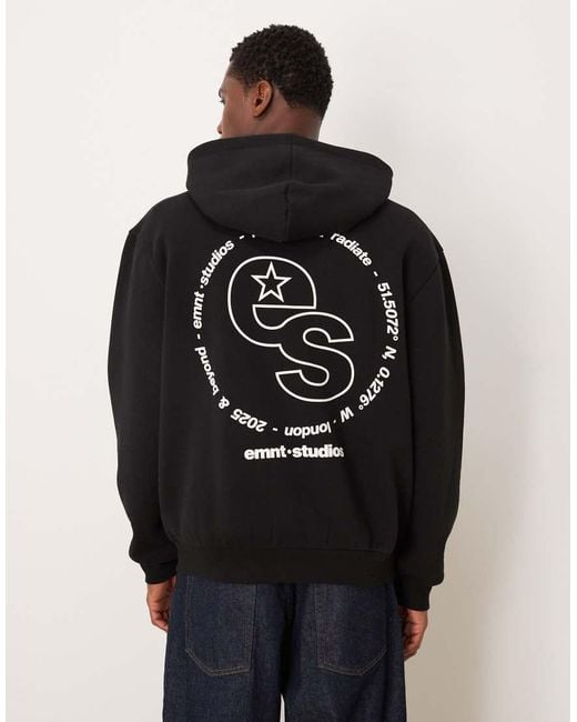 ASOS Black Relaxed Hoodie With Logo Print for men