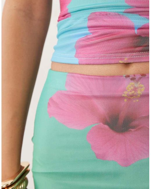 Kaiia Blue Exclusive Slinky Mini Skirt Co-Ord
