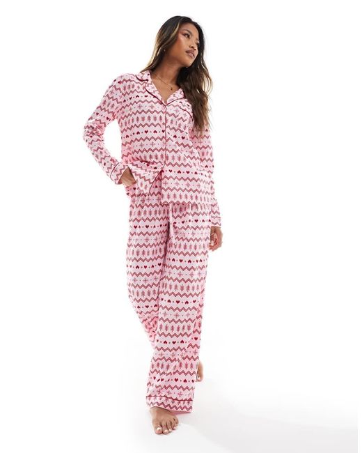 Boux Avenue Pink Christmas Fleece Long Sleeve & Trouser Pjs