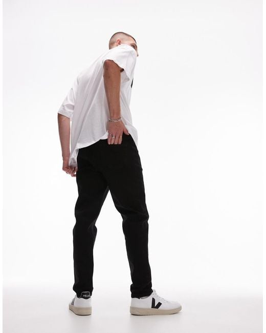 Topman White Stretch Taper Jeans for men