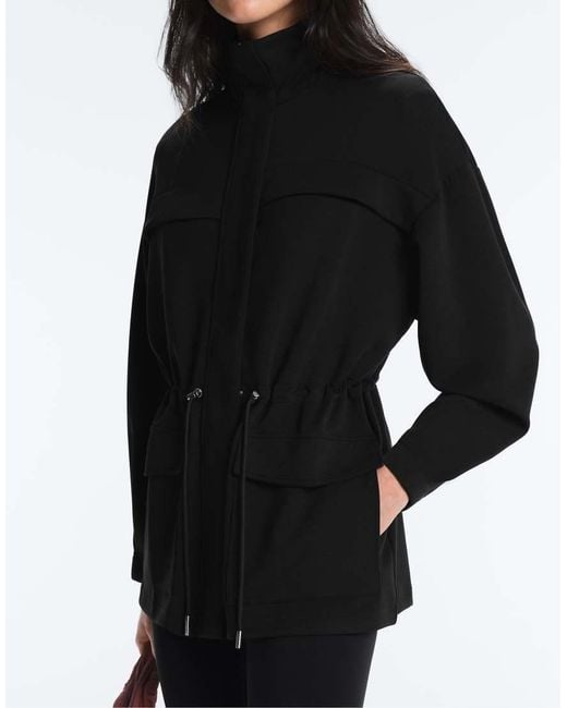 Oysho Black Long Jacket With Modal And Soft Touch Pockets
