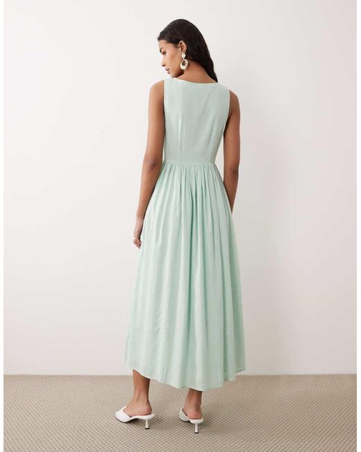 Nobody's Child Green Cora Button Down Bodice Midi Dress