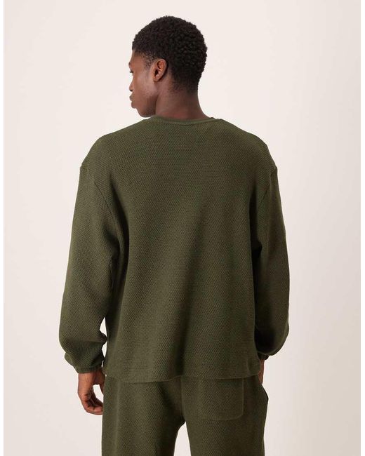 ASOS Green Heavyweight Oversized Textured Sweatshirt 400gsms for men