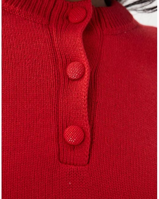 ASOS Red Knitted Henley Jumper