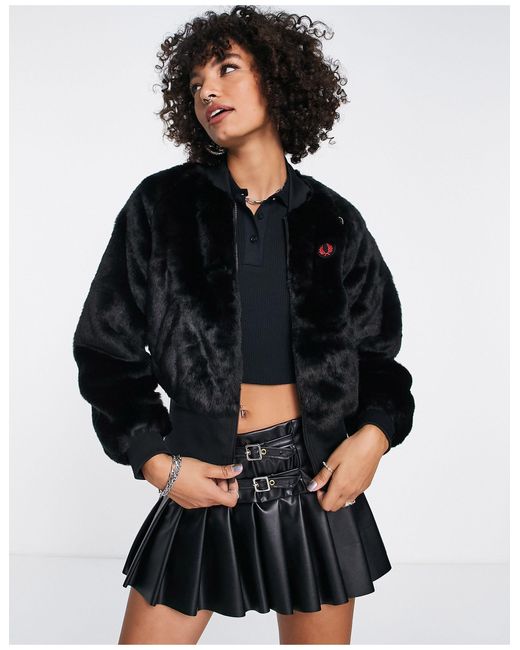 Fred Perry Frey Perry X Amy Winehouse Heart Detail Faux Fur Bomber ...